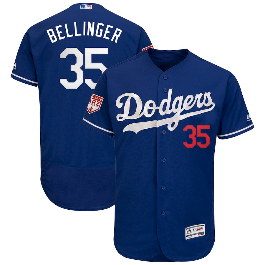 Men's Los Angeles Dodgers #35 Cody Bellinger Majestic Royal 2019 Spring Training Flex Base Stitched MLB Jersey